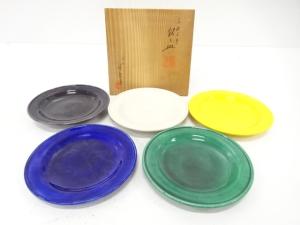 平安龍岳造　交趾　五色　銘々皿　5客揃